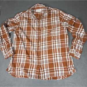 REI Co-op Plaid Button Up Shirt Mens XL Rusted Orange Long Sleeve Hiking Trail